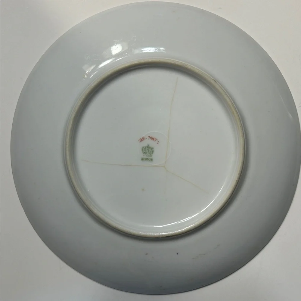 Antique Nippon Hand‎ Painted Porcelain Plate Palm Tree Landscape Scene 6.25 inch